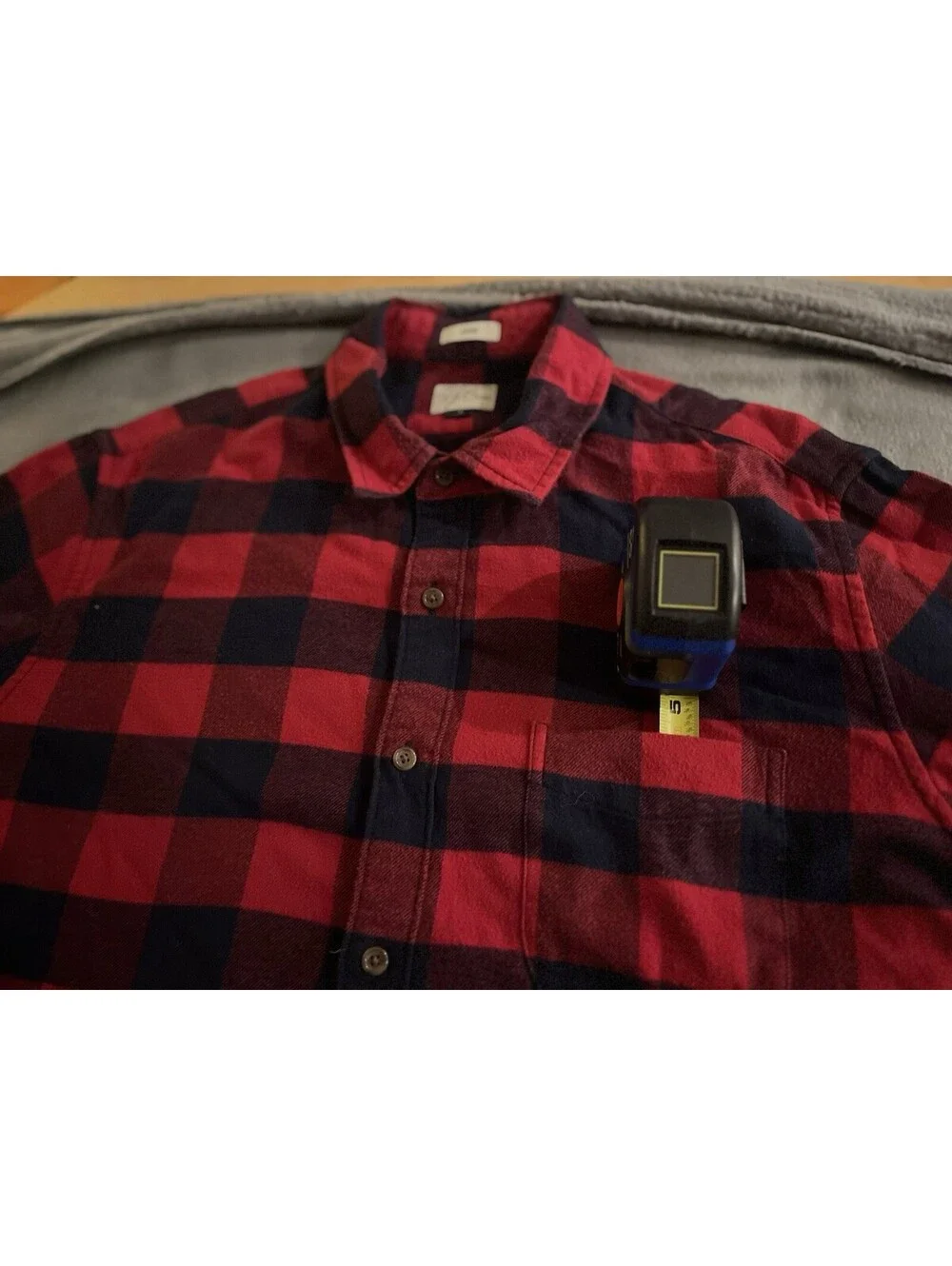 J. CREW Slim Mens Size L  Long Sleeve Flannel Buffalo Plaid Shirt Red/Blue Check